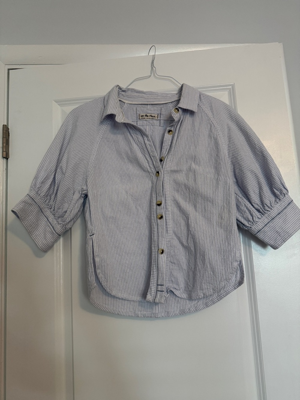 We The Free Blue & White Pinstripe Button-Down Shirt